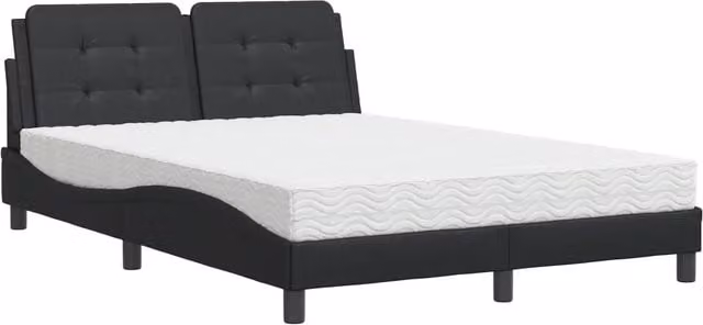 Letto matrimoniale | Letto per adulti | Giroletto senza Materasso Zadar Nero 120x200 cm in Similpelle