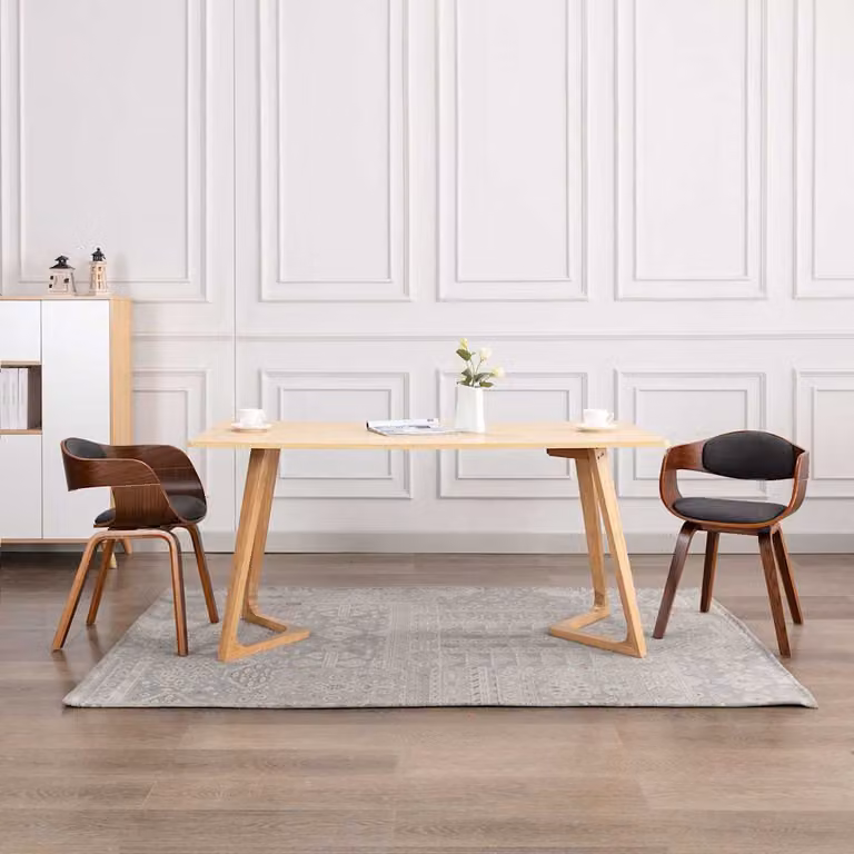 Set di 2 sedie da pranzo moderne vidaXL in legno e tessuto grigio per cucina e sala da pranzo