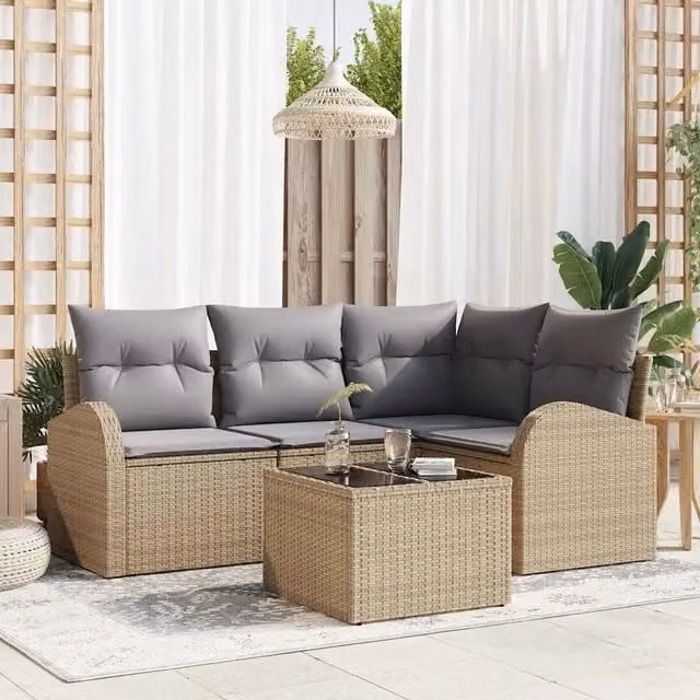 Set Divano da Giardino Beige polyrattan 3346030