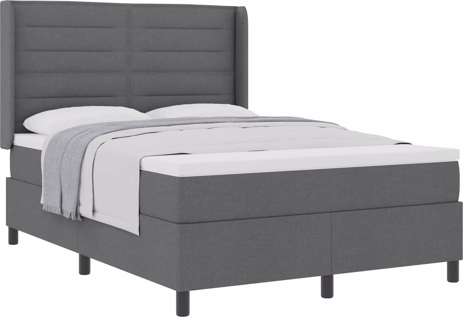 Letto a molle con materasso Grigio scuro 190 x 140 cm Tessuto