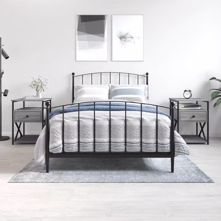 Set di 2 comodini vidaXL in legno e MDF, colore grigio, L 40 cm x P 42 cm x H 55 cm