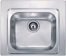 Lavello a vasca singola CINZIA in acciaio inox satinato argento L: 58 cm, P: 50 cm