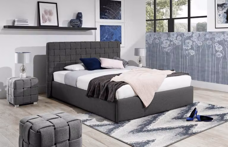 Design Stoff Luxus Polster Betten Doppel Modernes Ehe 160/180/200 Graues Bett