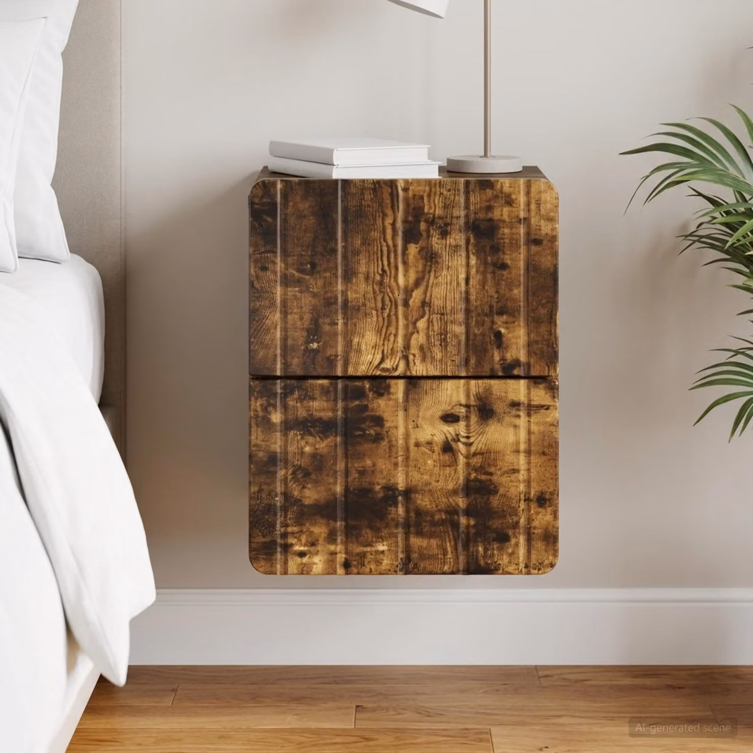 vidaXL Mobiletto da notte sospeso moderno Rovere Fumo L: 33 cm, P: 34,5 cm, H: 43 cm