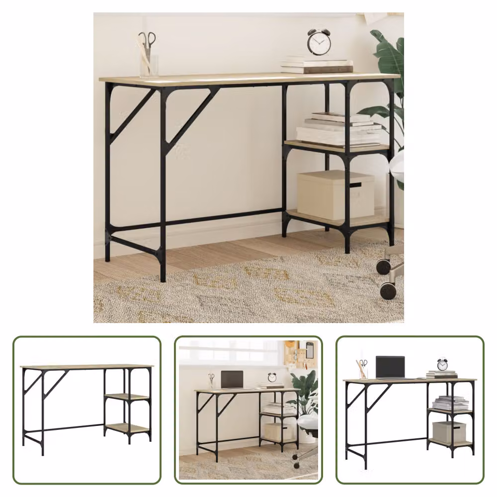 The Living Store Scrivania rovere Sonoma 120x50x75 cm metallo materiale legno