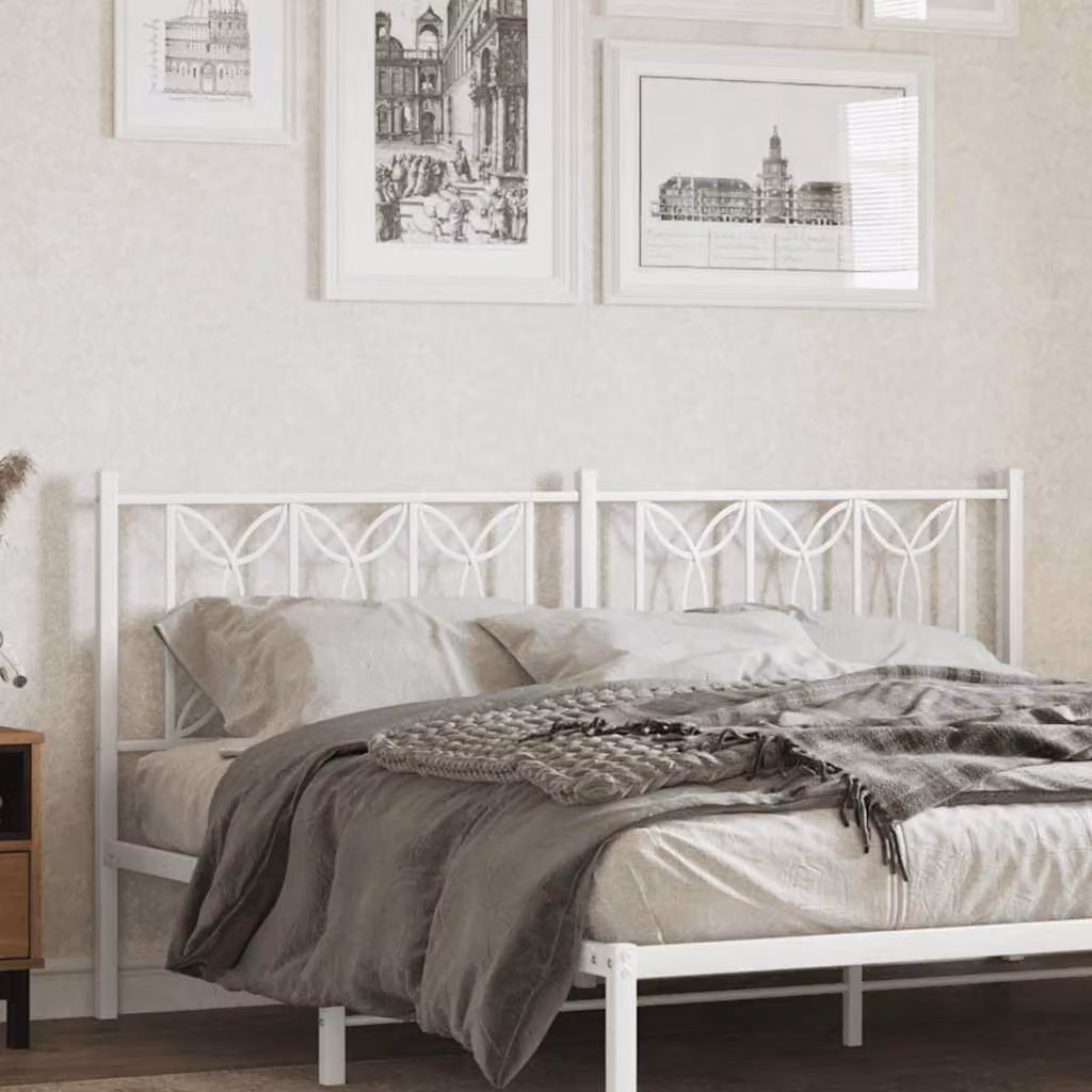 Testiera di ricambio vidaXL in metallo bianco con design geometrico per letto 180x200 cm