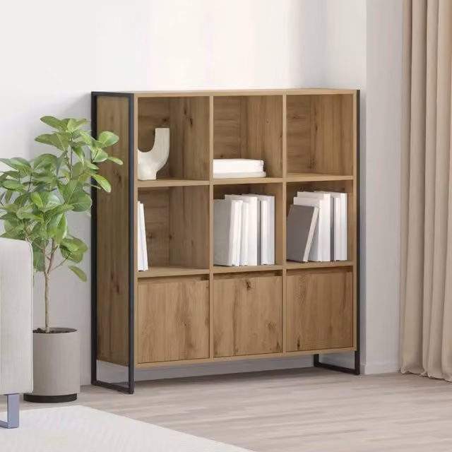 Armadio per Libri Industrial vidaXL in Legno e Metallo, Marrone, L: 99,5 cm, P: 30 cm, H: 108 cm – 1