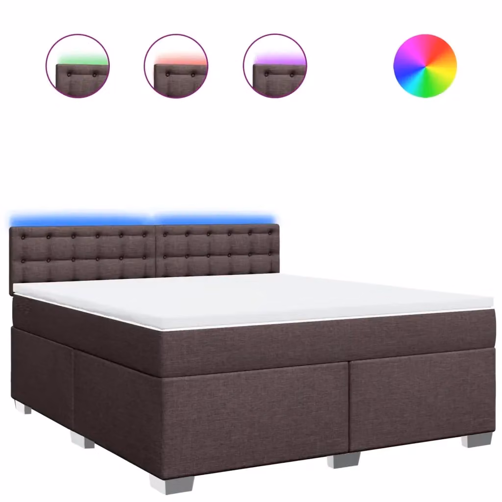 vidaXL Letto Ibrido con Materasso e Giroletto a Molle in Tessuto Marrone e Bianco L/P: 180 x 200 cm – 2