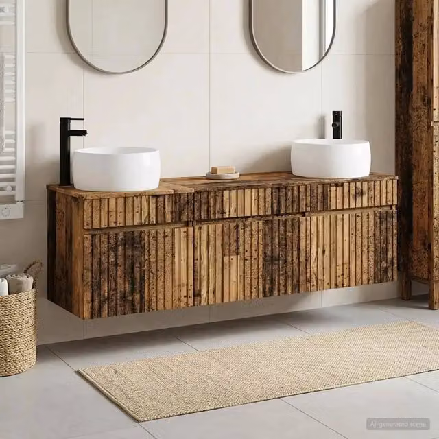 Set di Armadi da Bagno 3 pz Legno antico 49 x 44,5 x 66 cm