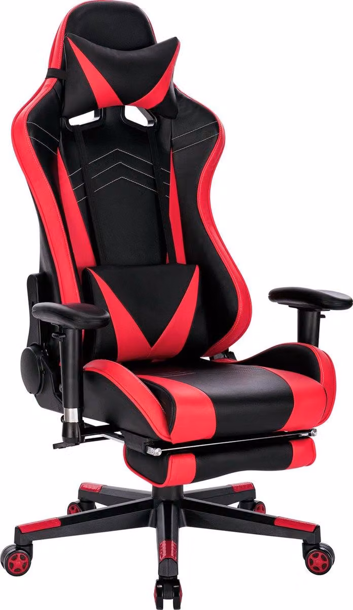 Sedia da gioco Luxe - Rosso - Ergonomica - Con poggiapiedi - Regolabile in altezza - - Sedia da gioco e da ufficio