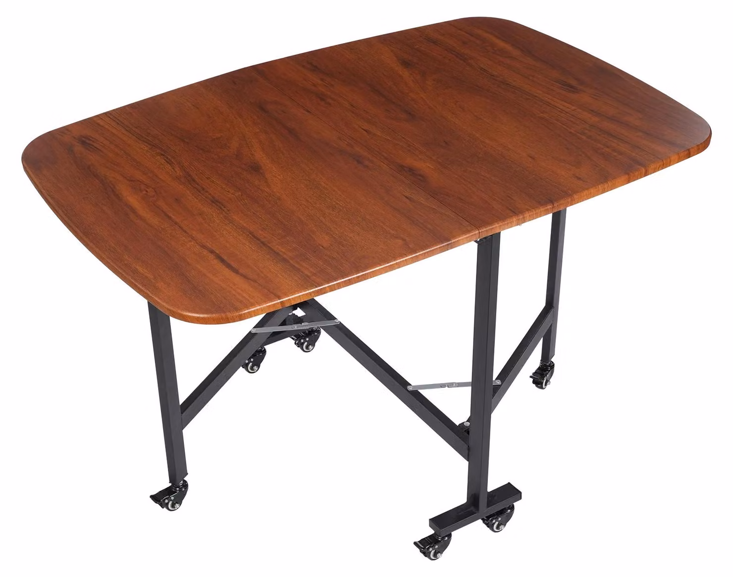Tavolo pieghevole multifunzione – in legno massello – con 6 ruote bloccabili – capacità di carico 100 kg – design moderno – colore marrone cioccolato