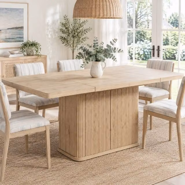 Tavolo da pranzo 140/180x80x76.5 cm allungabile con vano contenitore in MDF e metallo naturale