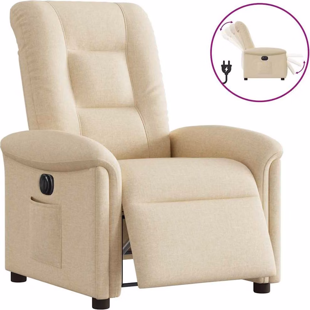 Poltrona relax elettrica in tessuto crema
