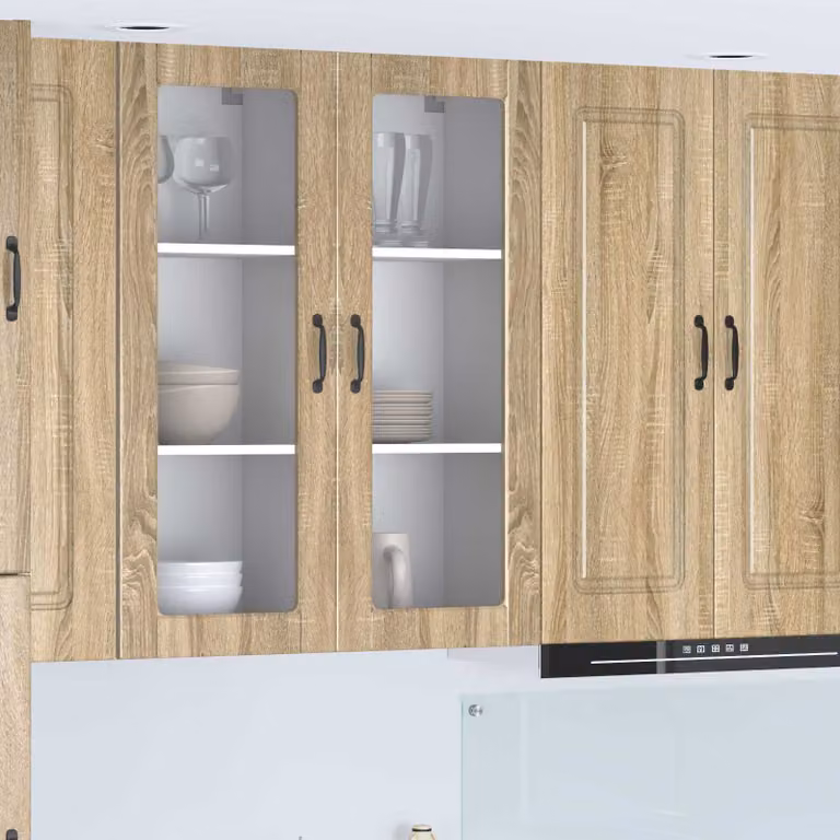 Mobile da parete vidaXL PORTO in Rovere Sonoma con ante in vetro, L 40 cm x P 31 cm x H 100 cm
