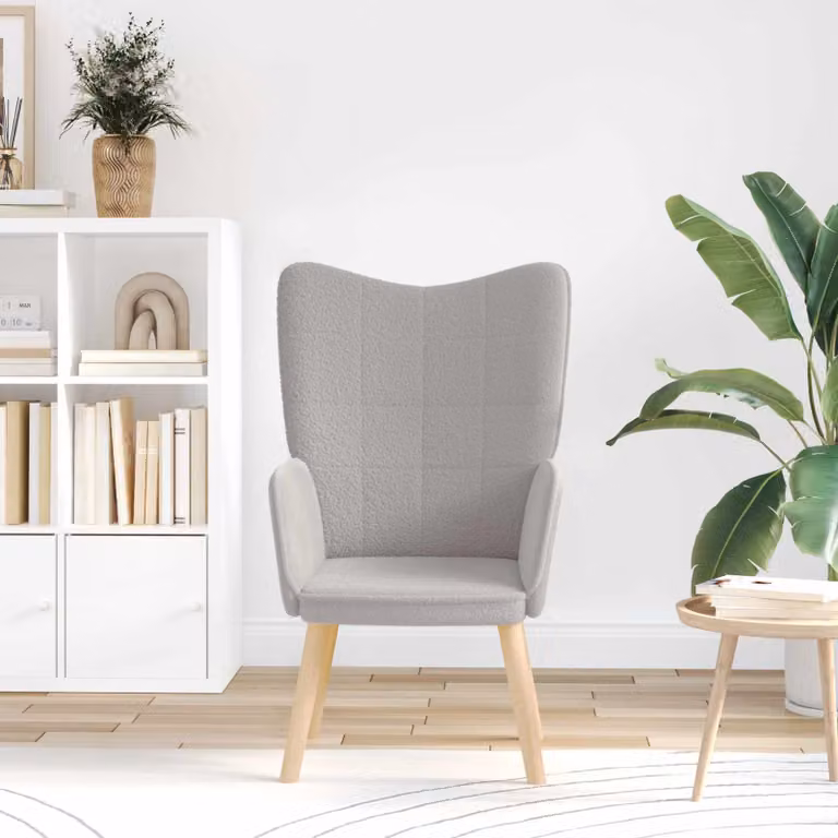 Poltrona lounge moderna vidaXL in tessuto grigio con braccioli, L: 62 cm, P: 67 cm, H: 95,5 cm