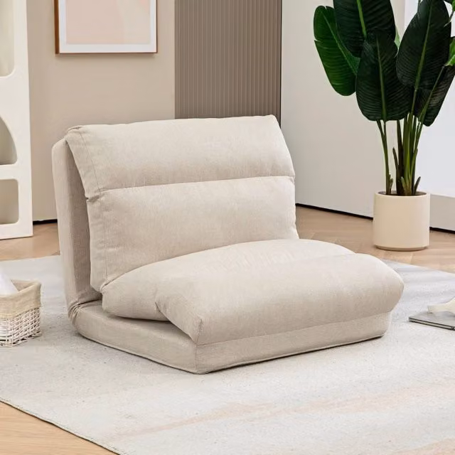 Poltrona pieghevole relax REDOM beige con struttura in metallo L/P/H: 70 x 72 x 56 cm