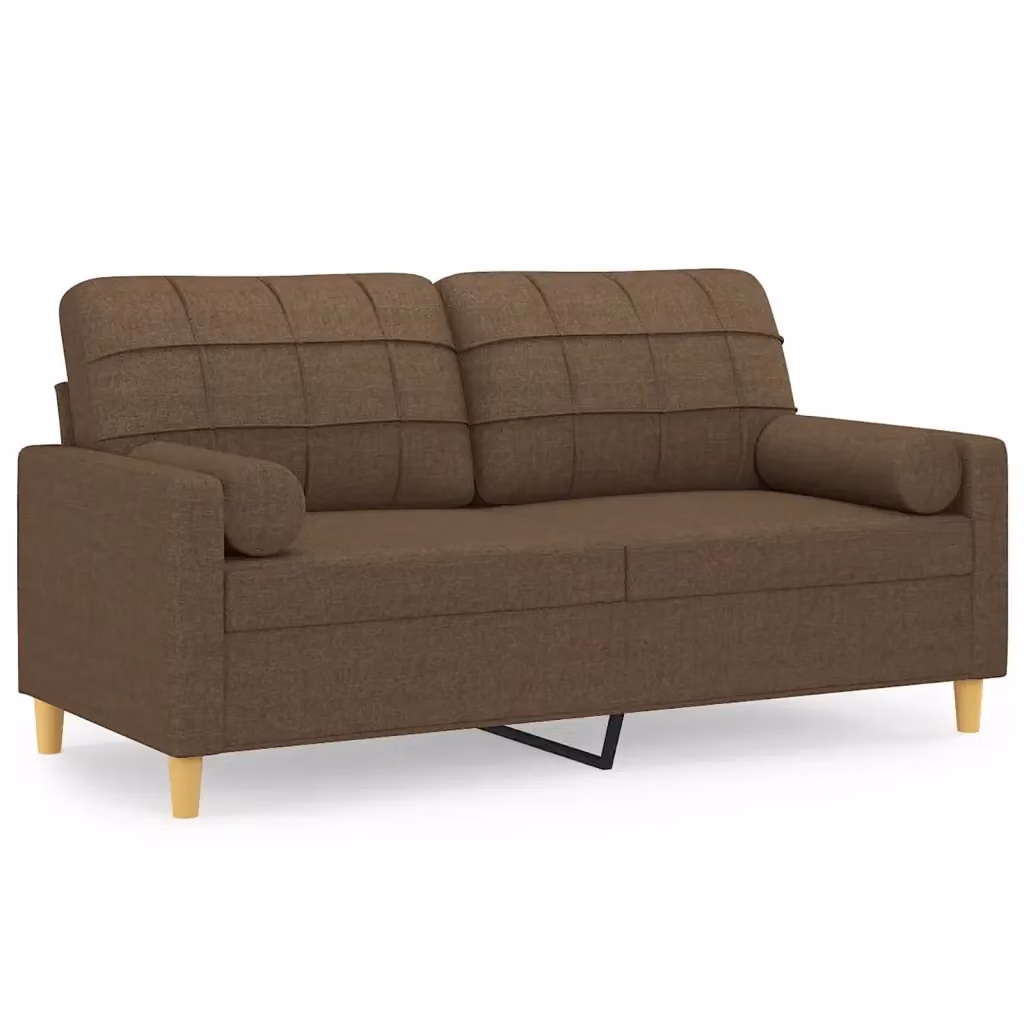 Divano a 2 posti moderno vidaXL in tessuto marrone con cuscini e coperture rimovibili – 2