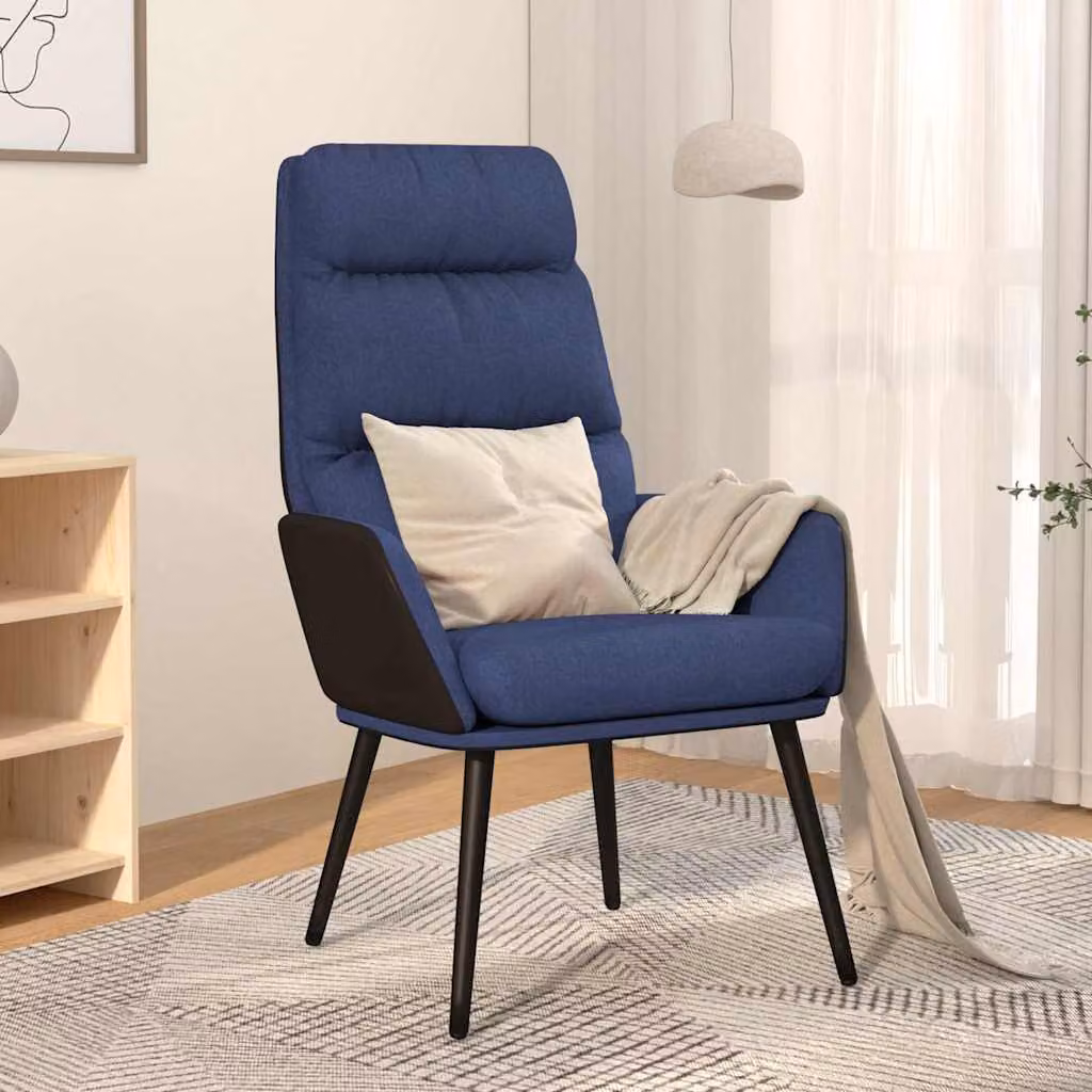 Sedia Relax blu vidaXL con struttura in metallo e rivestimento in tessuto e similpelle