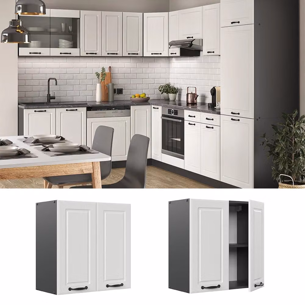 Pensile da cucina Vicco R-Line Bianco rustico e Antracite con ante a battente L 60 cm – 2