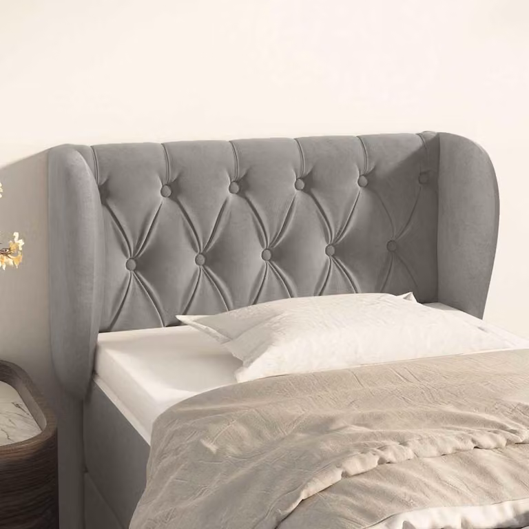 Testiera ad orecchio vidaXL in velluto grigio chiaro L: 83 cm, P: 23 cm, H: 78-88 cm