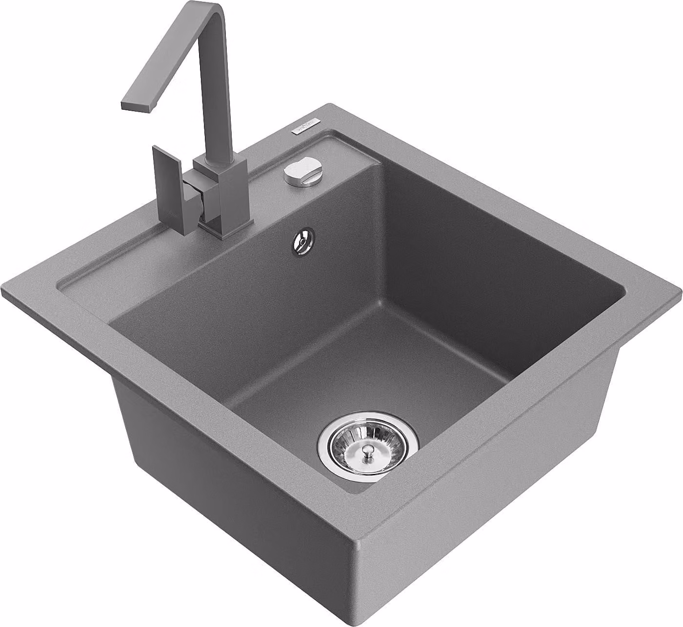 Mexen Vito lavello in granito a 1 vasca con miscelatore da cucina Rita, grigio - 6503-71-670300-71