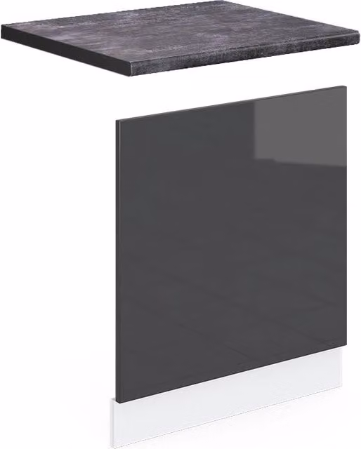 Pannello frontale R-Line Vicco in plastica lucida, Antracite e Bianco, Larghezza: 60 cm