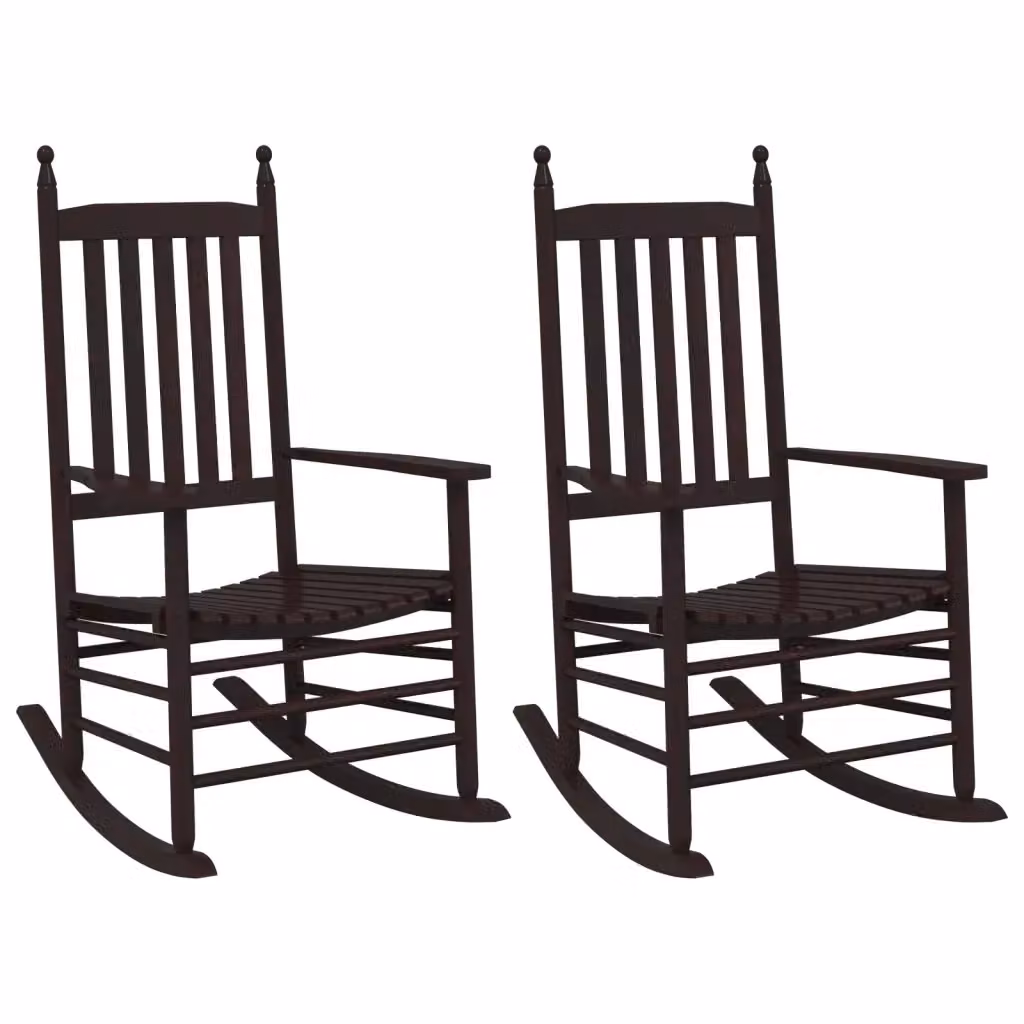 Set di 2 sedie a dondolo vidaXL in legno di pioppo massello marrone per giardino e terrazzo – 2