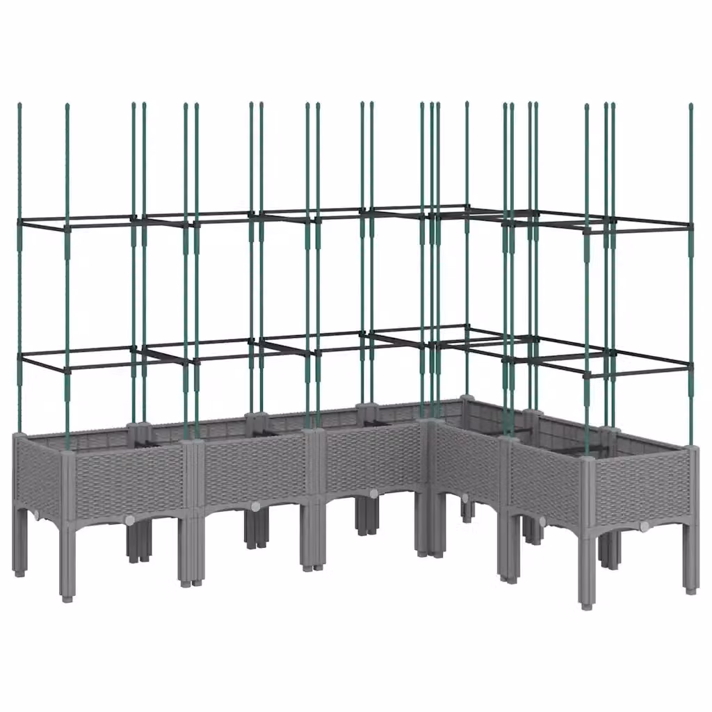 Fioriera da giardino con graticcio vidaXL in plastica grigia L: 160 cm, P: 120 cm, H: 142,5 cm – 2