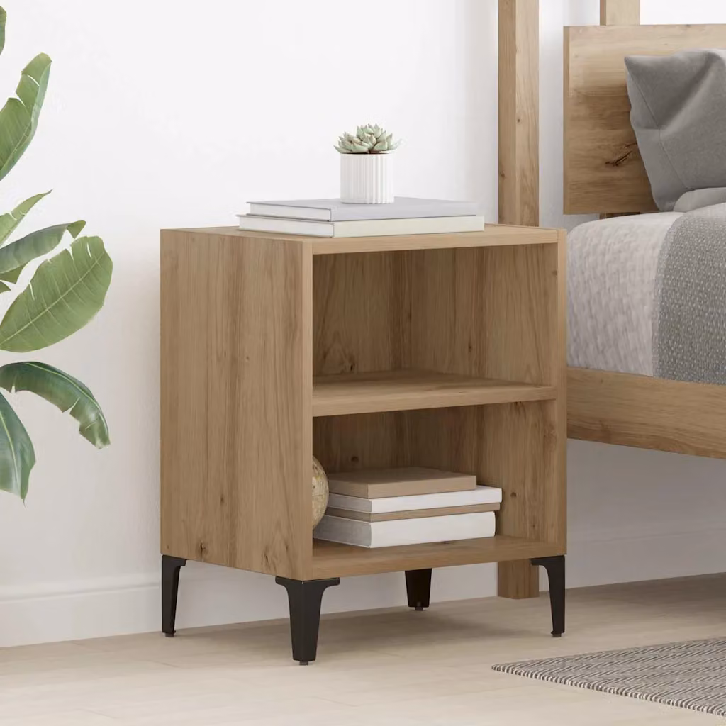 Armadio da notte moderno vidaXL in legno e metallo colore marrone L 40 cm, P 30 cm, H 50 cm