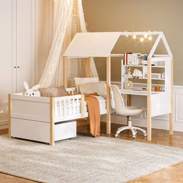 letto bambini legno bianco 90 x 200 cm