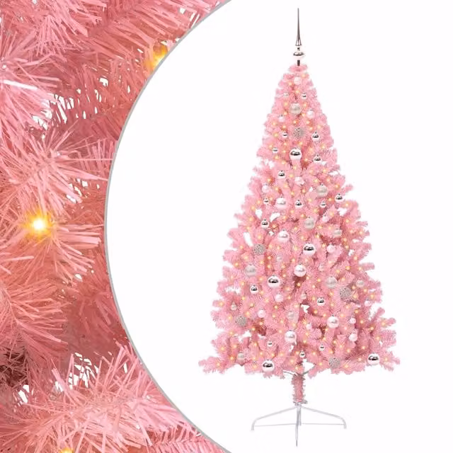 Albero di Natale artificiale vidaXL rosa con luci LED bianco caldo, altezza: 240 cm
