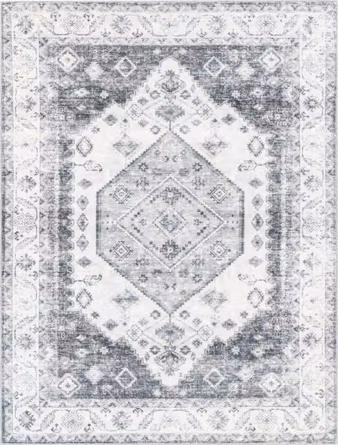 Tappeto lavabile Cambria grigio con design astratto boho L: 100 cm, P: 60 cm