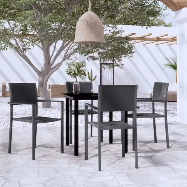 Set da Pranzo da Giardino 5 pz Nero 3099264