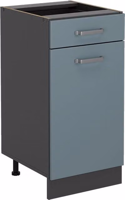 Mobiletto base per cucina Vicco R-Line Grigio-blu e Antracite con ante a battente e ripiani interni L 40 cm – 1