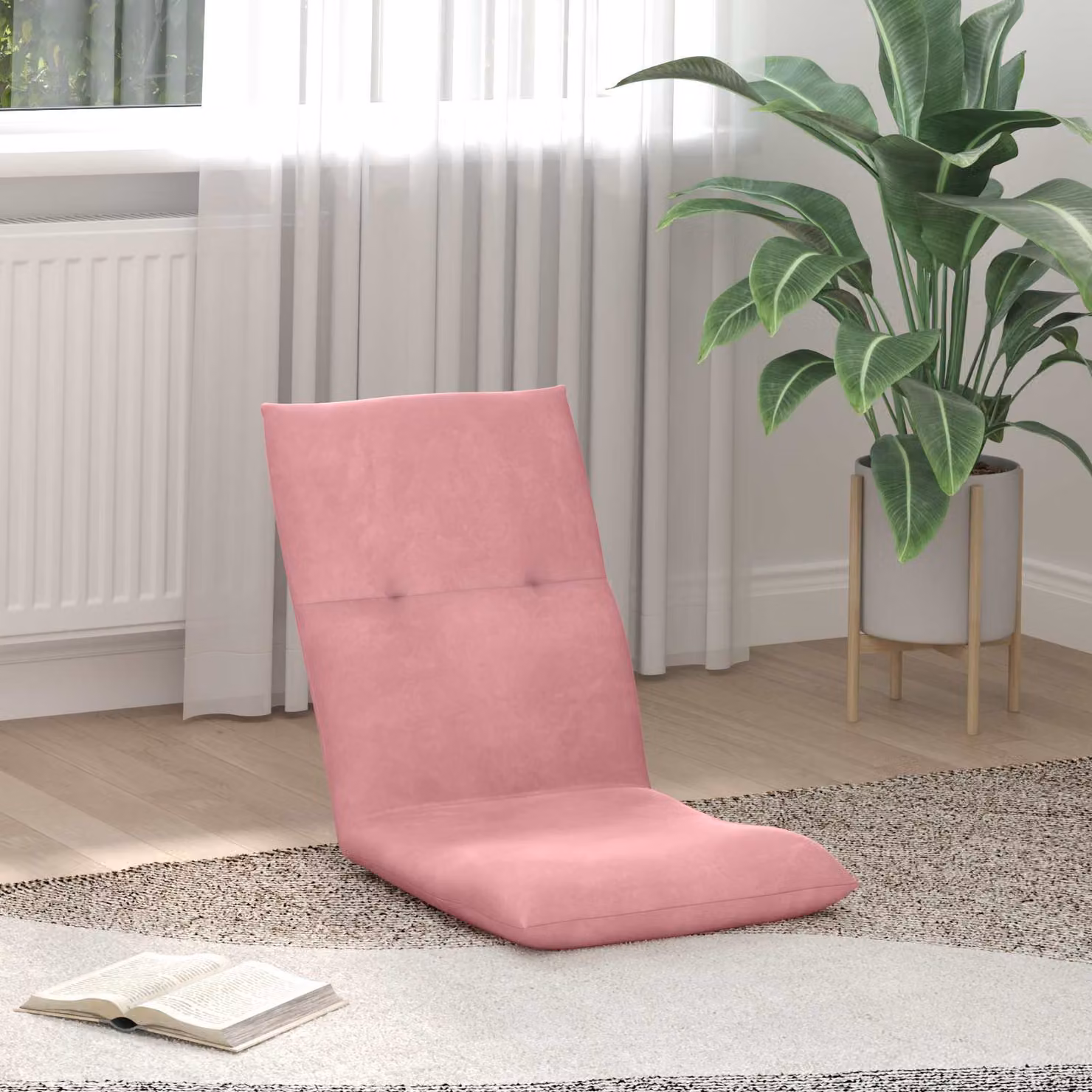 Sedia a pavimento regolabile vidaXL in velluto rosa con struttura in metallo