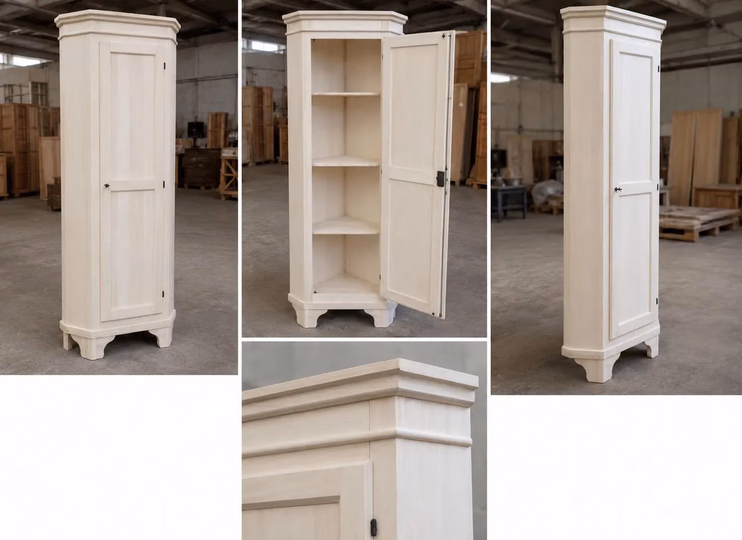 Mobile angolo cantonale classico in legno grezzo con 1 porta Mobili 2G L/P/H: 58 x 58 x 198 cm – 2
