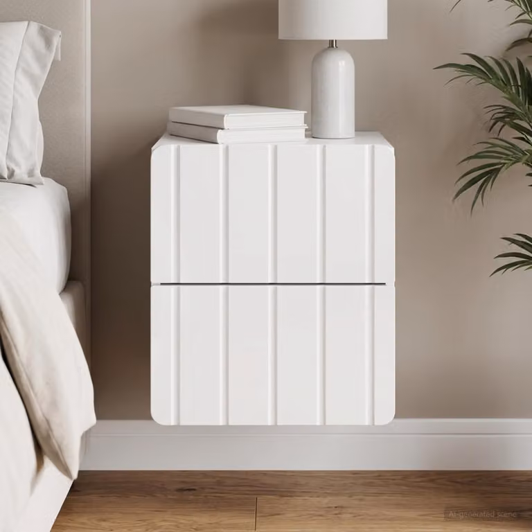vidaXL Mobiletto da notte sospeso Bianco Lucido L: 33 cm, P: 34,5 cm, H: 43 cm