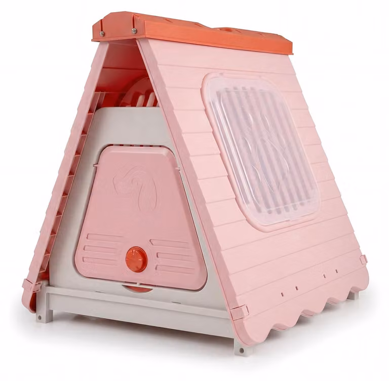 Cuccia per cani da esterno con finestre di ventilazione, pieghevole, rosa