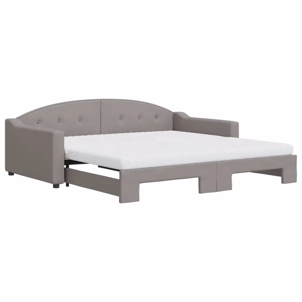 Divano Letto Estraibile vidaXL in Tessuto con Cassetto, Colore Grigio e Beige, L/P/H: 223 x 110 x 75 cm, Materasso 100 x 200 cm – 2