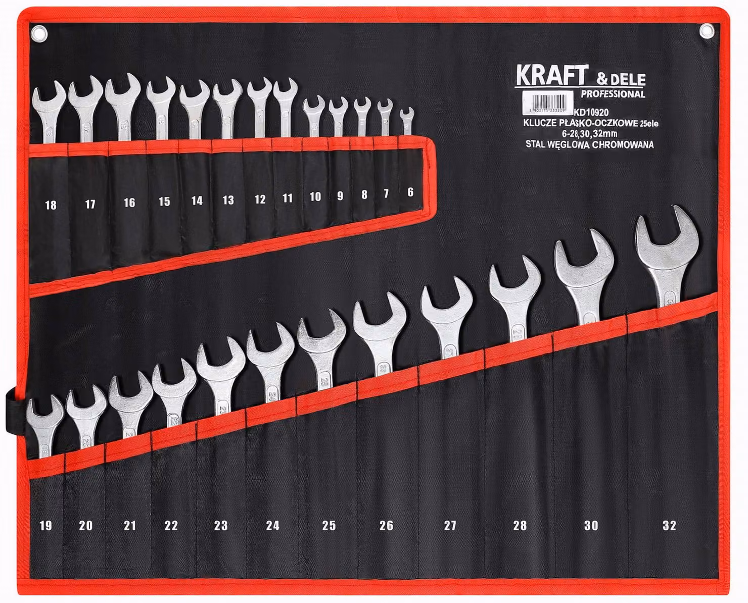 KRAFT&DELE | Set di chiavi a forchetta, 25 pezzi, SW 6 - 32 mm, custodia in Tetron, chiave a forchetta