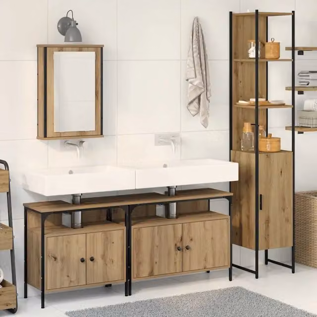 Set di mobili per il bagno 4 pz Rovere artigianale 3334420
