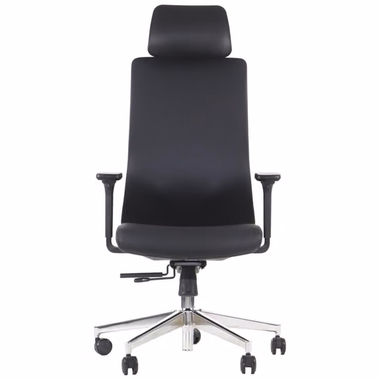 Sedia da ufficio girevole ergonomica AKCENT PU, base cromata, braccioli regolabili, seduta scorrevole (avanti-indietro), ecopelle, nero