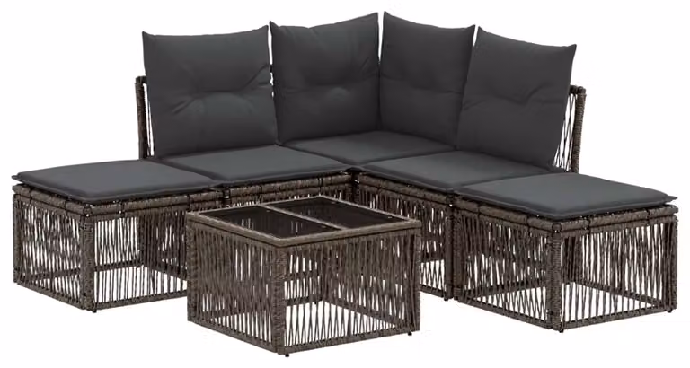 Set Divano da Giardino 6 pcs Grigio polyrattan
