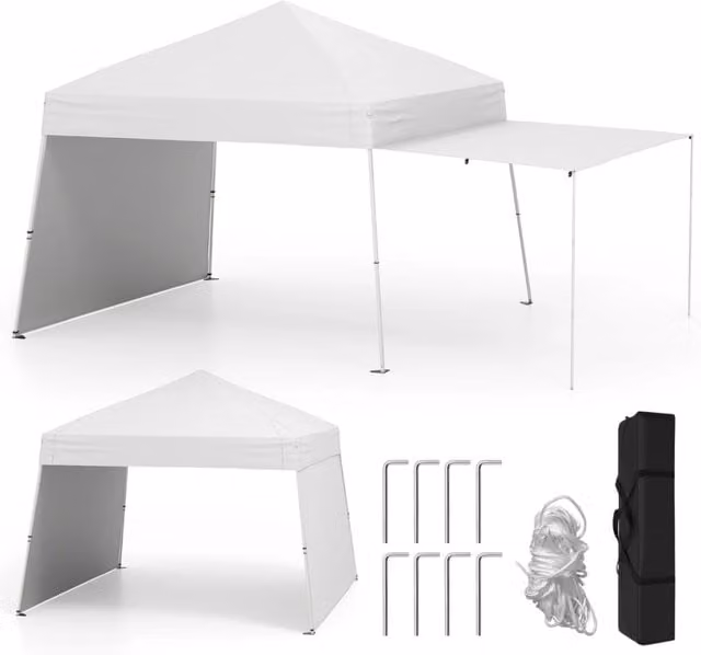 Tenda gazebo pieghevole con pareti laterali convertibili in tenda da sole DESIGN IN, colore bianco e argento, struttura in metallo, L: 302 cm, P: 280 cm, H: 264 cm – 1