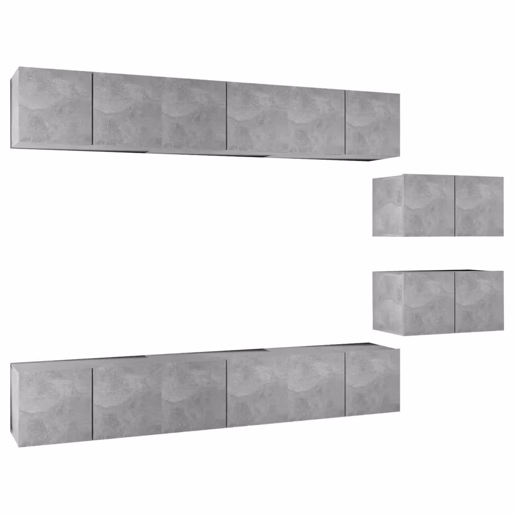 Set di mobili porta TV moderno vidaXL in legno multistrato grigio, composto da 8 pezzi con vani porta media, ideale per il tuo soggiorno – 2