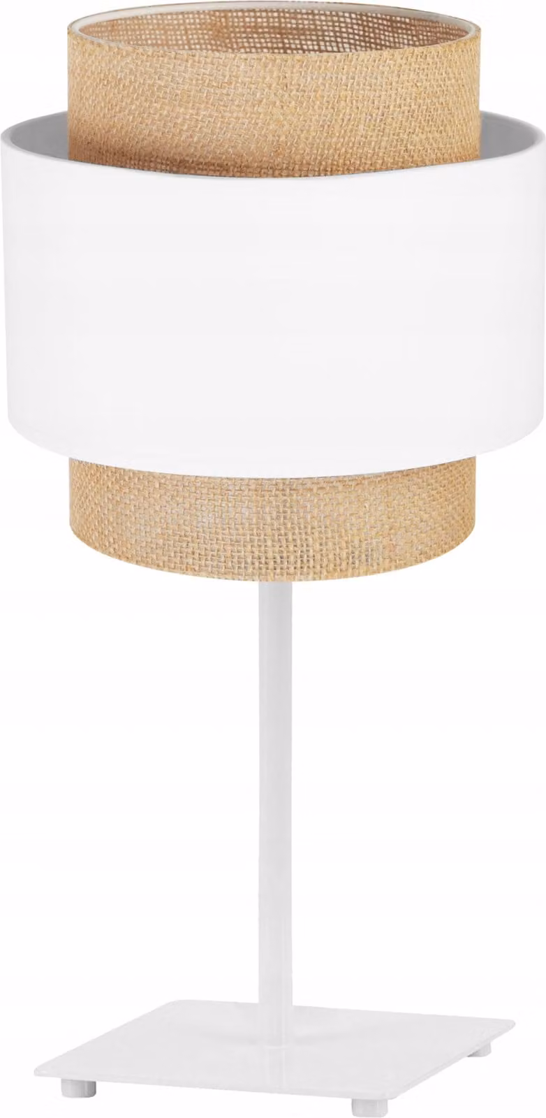 Lampada da tavolo moderna con paralume boho - Elegante lampada da comodino per camera da letto e soggiorno - Lampada da tavolo E27 - 47,5x20 cm - Bianco e iuta