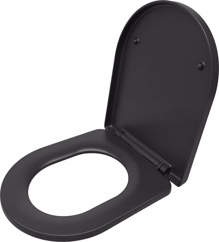 Coperchio per WC Relaxdays con chiusura ammortizzata, sgancio rapido, 36 x 42 cm, Duroplast, montaggio dall'alto, forma a D, antracite