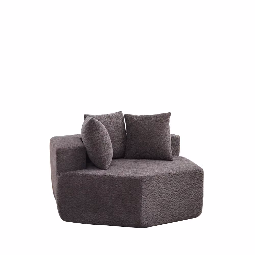 Poltrona singola modulare Minimal in tessuto chenille grigio stile moderno – 2