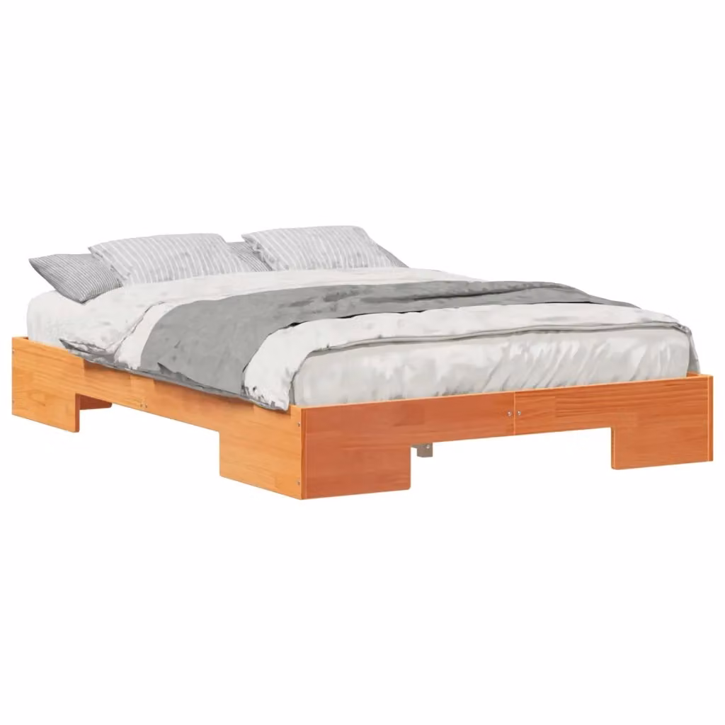 Struttura letto moderna in legno di pino marrone vidaXL L 120 x P 200 cm – 2
