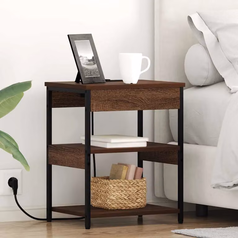 Set di 2 Armadi da Notte vidaXL in Rovere Marrone L: 41 cm, P: 31 cm, H: 51 cm